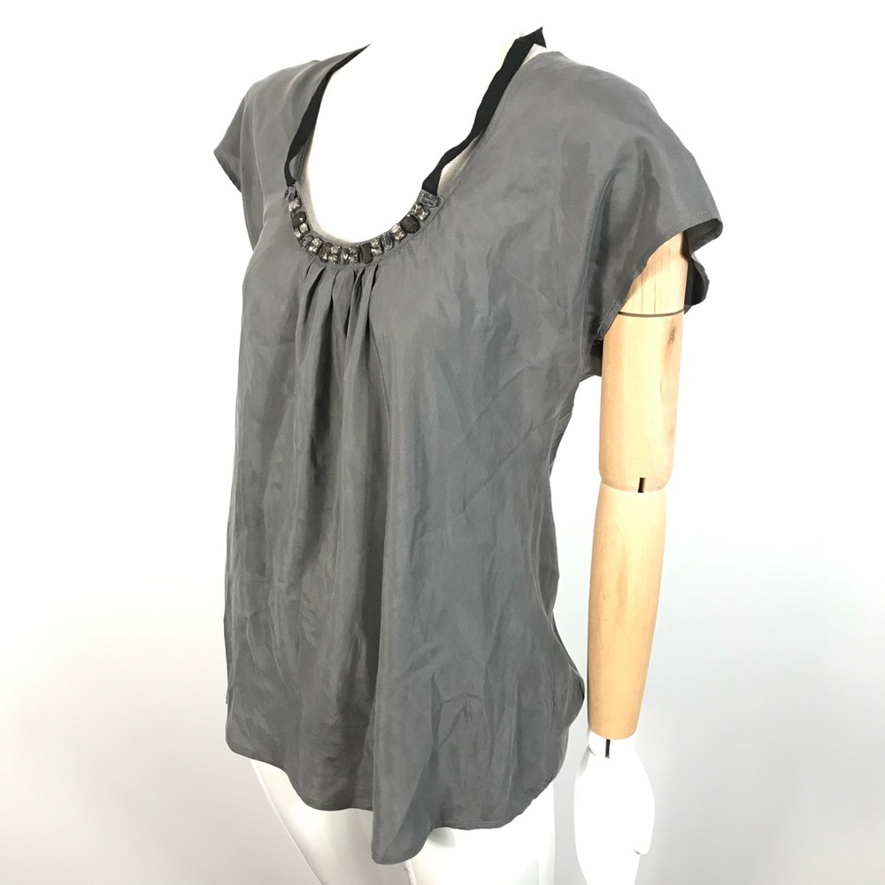 MICHAEL Michael Kors Gray Beaded Blouse - Picture 2 of 9